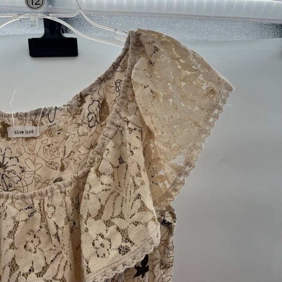 Blue Bird Women's Scoop Neck Floral Lace A-Line Dress Cream/Multi Size Large - Picture 4 of 9